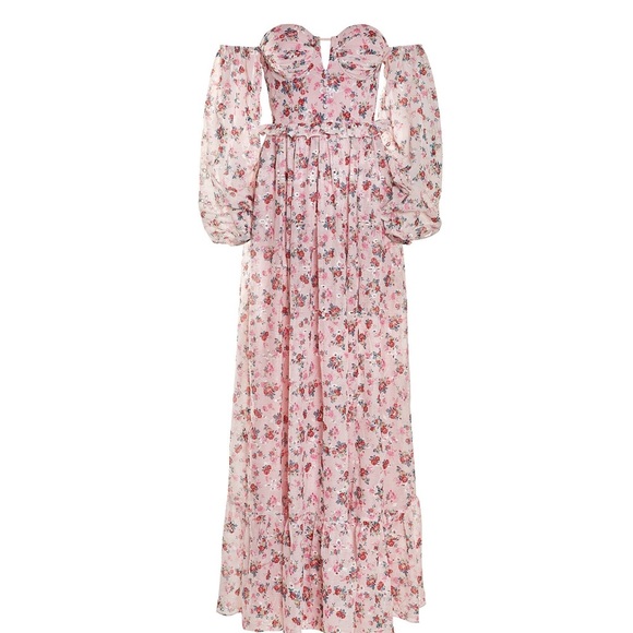 NEW Pink Floral Bridesmaid Maxi Dress Small 4 Off Shoulder Alamour the Label - Picture 4 of 13